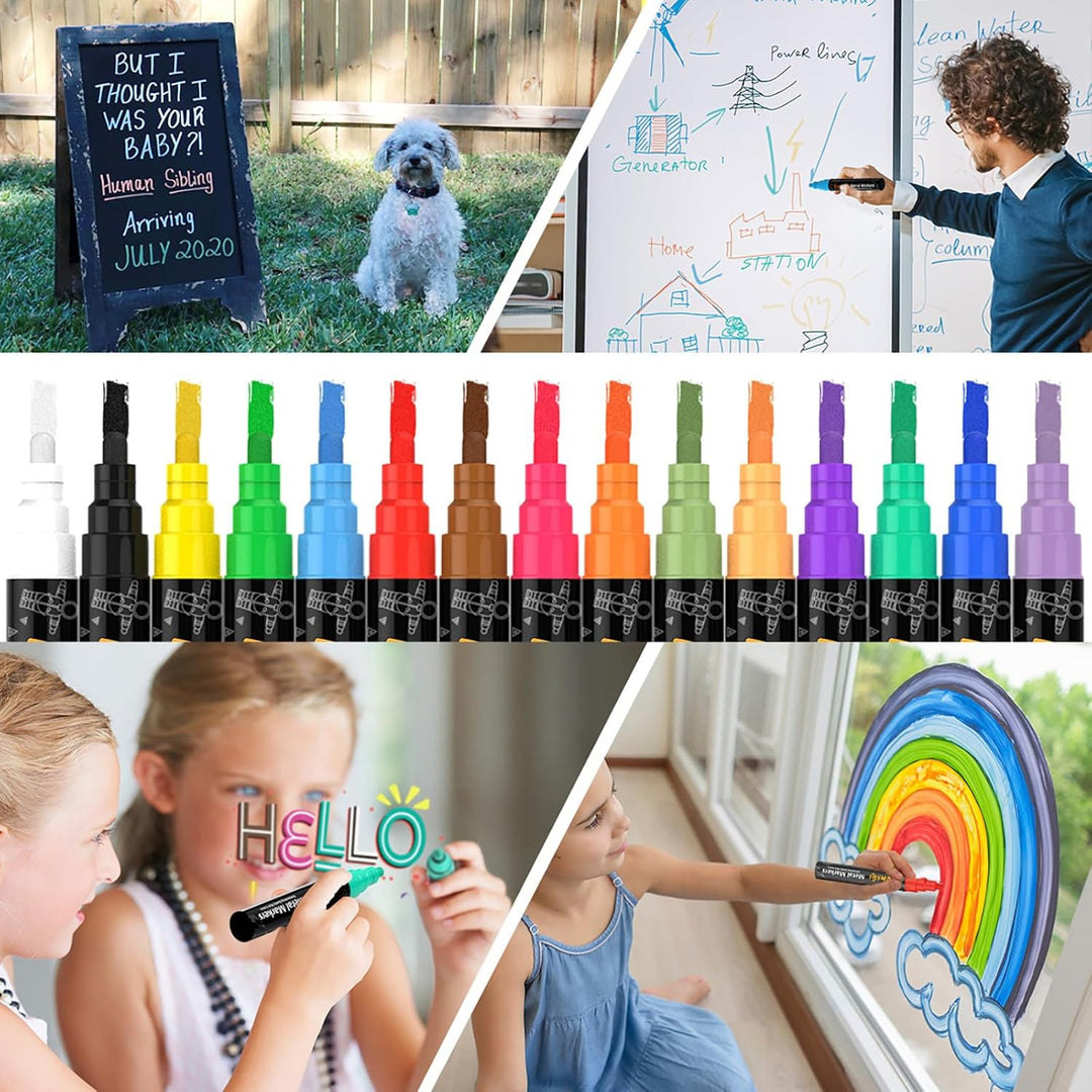 Lenski 12 Kreidestifte für Tafel Abwaschbar, Adventskalender Füllung Kinder Stifte 6MM Kreidestifte