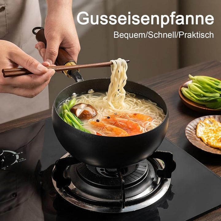 Eisentopf, unbeschichtet, handgeschmiedet, grosser Bauch, Suppentopf, Bratpfanne für vielseitiges Ko