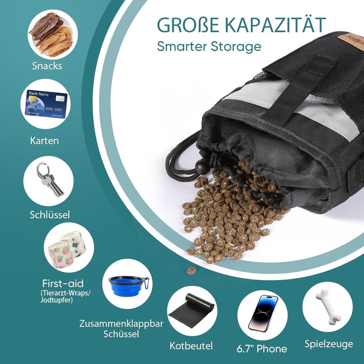 Leckerli-Beutel Leckerlitasche für Hunde zum umhängen, Gassi Tasche Bauchtasche Hundetraining wasser