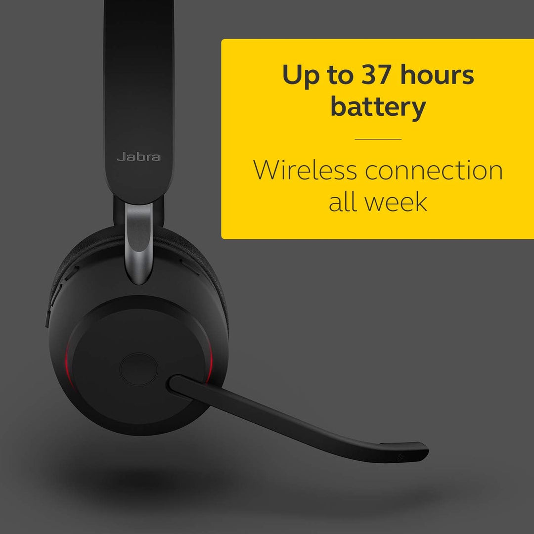 Jabra Evolve2 65 Wireless PC Headset with Charging Stand – Noise Cancelling UC Certified Mono Headph