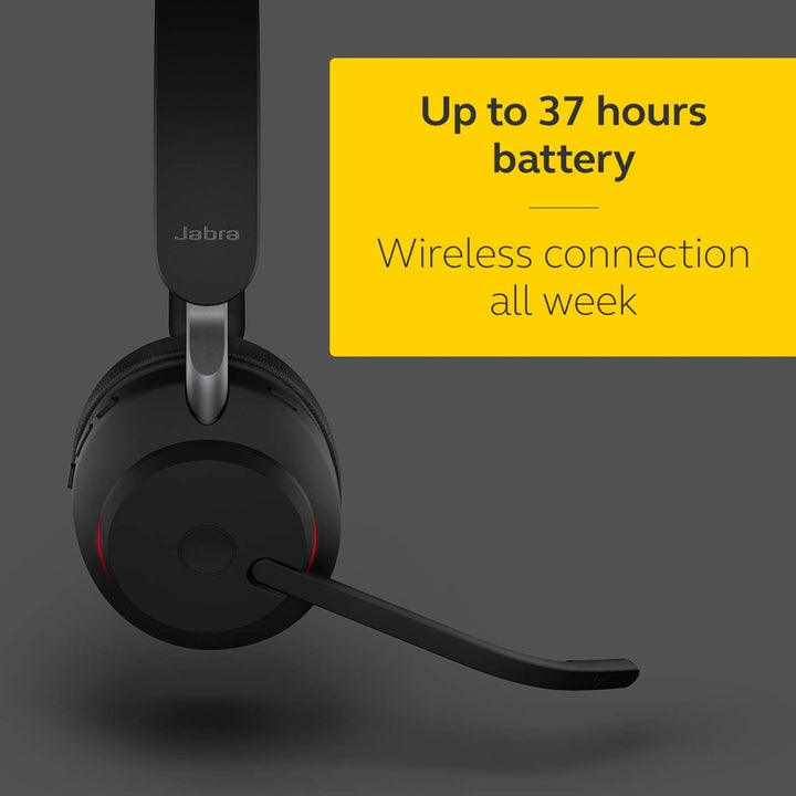 Jabra Evolve2 65 Wireless PC Headset with Charging Stand – Noise Cancelling UC Certified Mono Headph