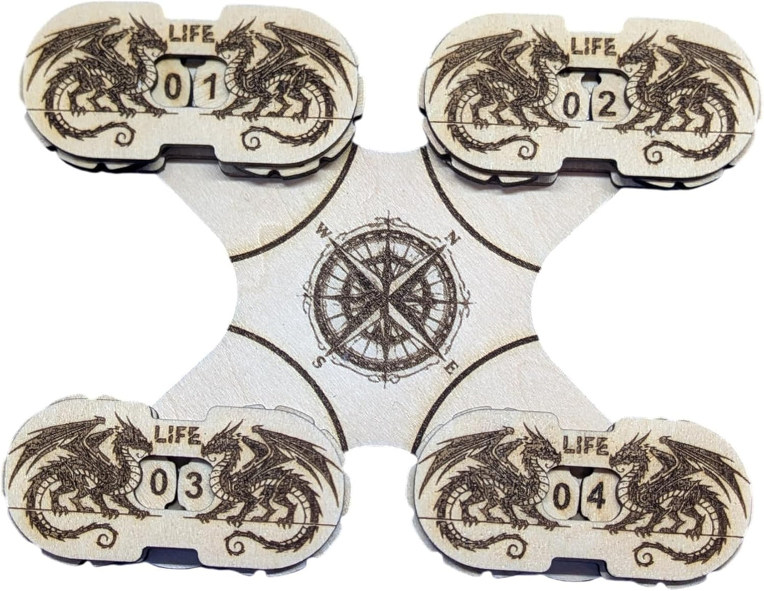 Holz Lebenspunkte-Zähler 0–99 – Drehbar – Kompakter HP Counter für Tabletop, RPG & Fantasy-Spiele (4
