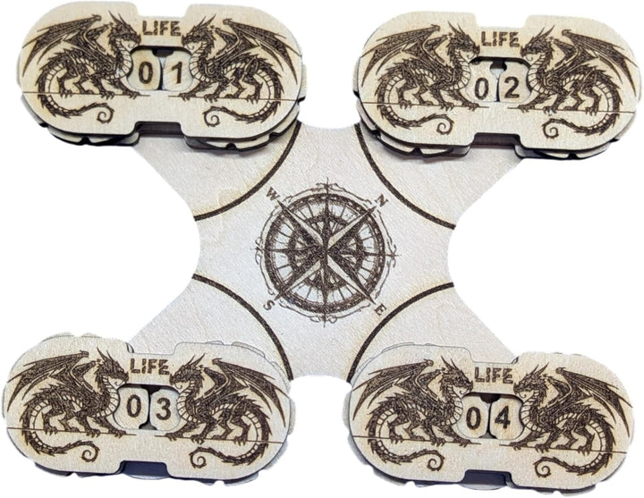 Holz Lebenspunkte-Zähler 0–99 – Drehbar – Kompakter HP Counter für Tabletop, RPG & Fantasy-Spiele (4