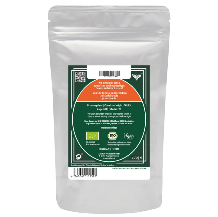 Azafran BIO Thymian getrocknet und gerebelt - Perfekt auch als Thymiantee (Kräutertee) 1kg 1000 g, 1