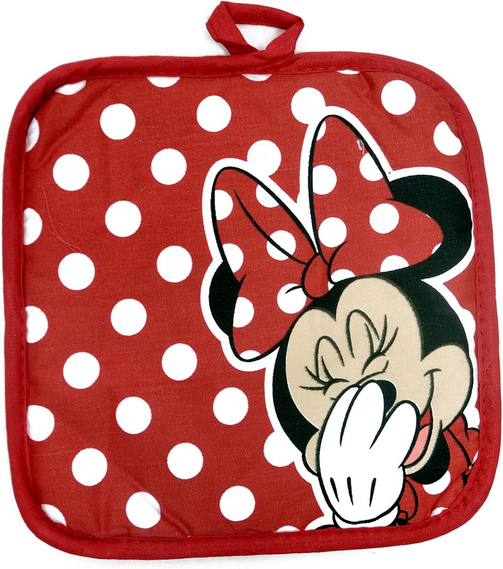 Disney Oven Mitt Pot Holder & Dish Towel 3 pc Kitchen Set (Minnie Mouse Red) Rot, Rot