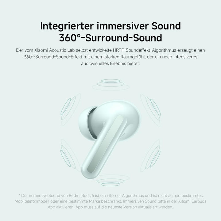 Xiaomi Redmi Buds 6 – Kabellose Bluetooth-In-Ear-Kopfhörer, Dual-Treiber, immersiver Sound, 49 dB ak