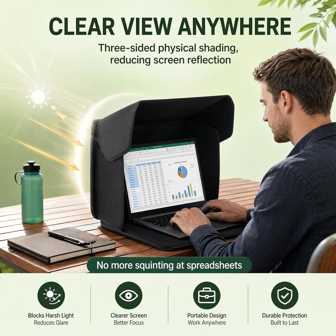 DASIAUTOEM Universal Laptop Sonnenschutz, Klappbare 2-in-1 Laptoptasche, Sonnenschutz Blendschutz UV