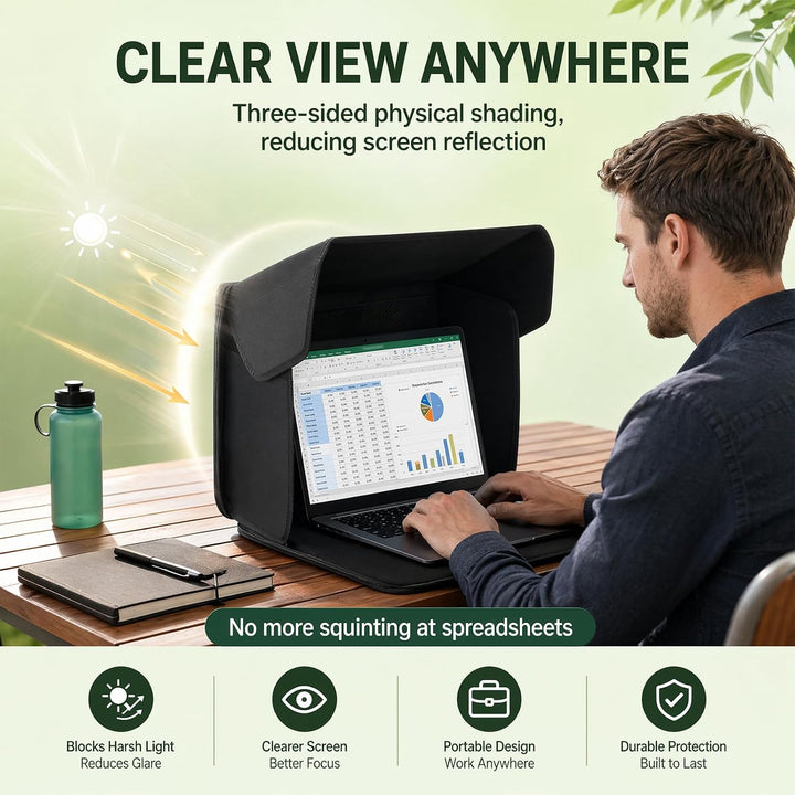 DASIAUTOEM Universal Laptop Sonnenschutz, Klappbare 2-in-1 Laptoptasche, Sonnenschutz Blendschutz UV