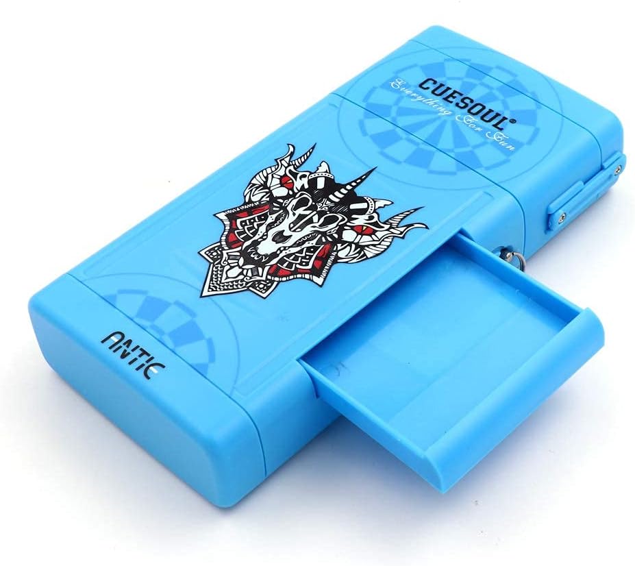 CUESOUL ANTIE Hard Dart Case für 6 Steel Tip Darts/Soft Tip Darts and Extra Dart Tips, Shafts and Fl