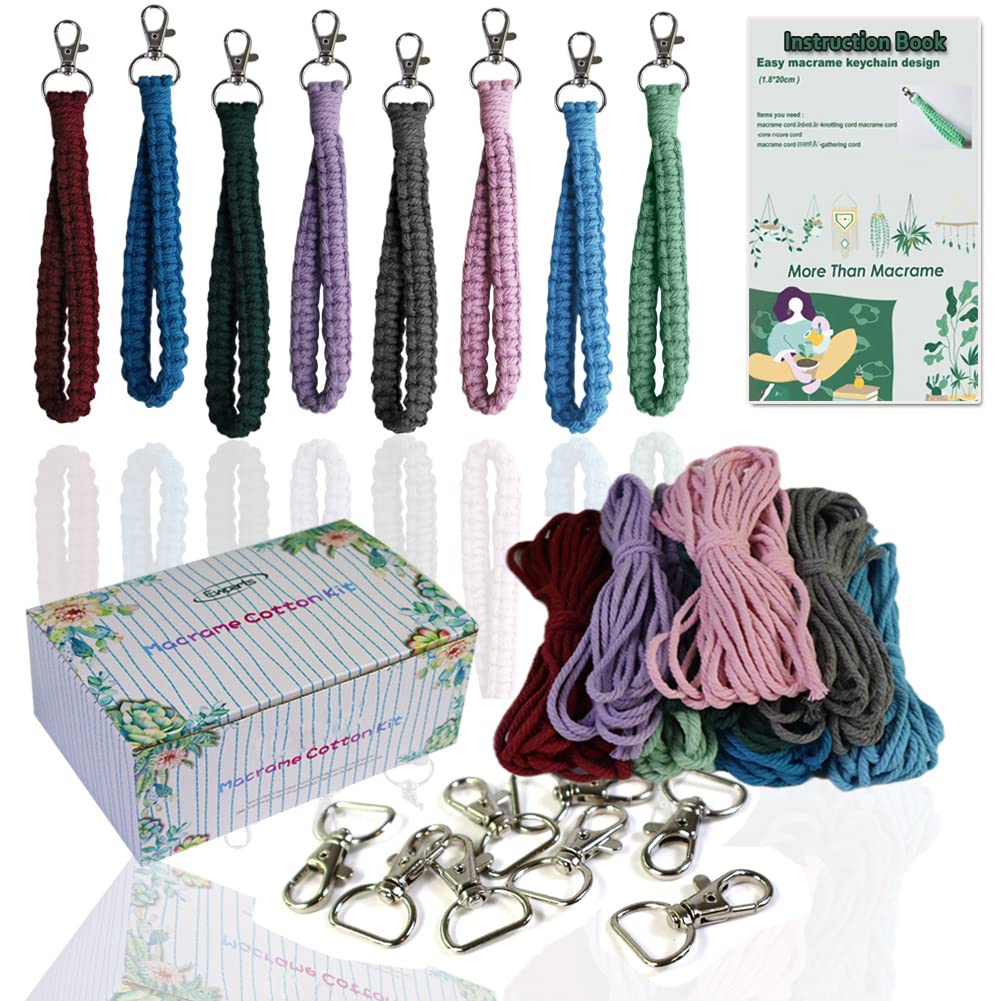 suo long Makramee Kit Makrame Schlüsselanhänger Making Kit Enthält Schlüsselringe Makramee DIY Set S