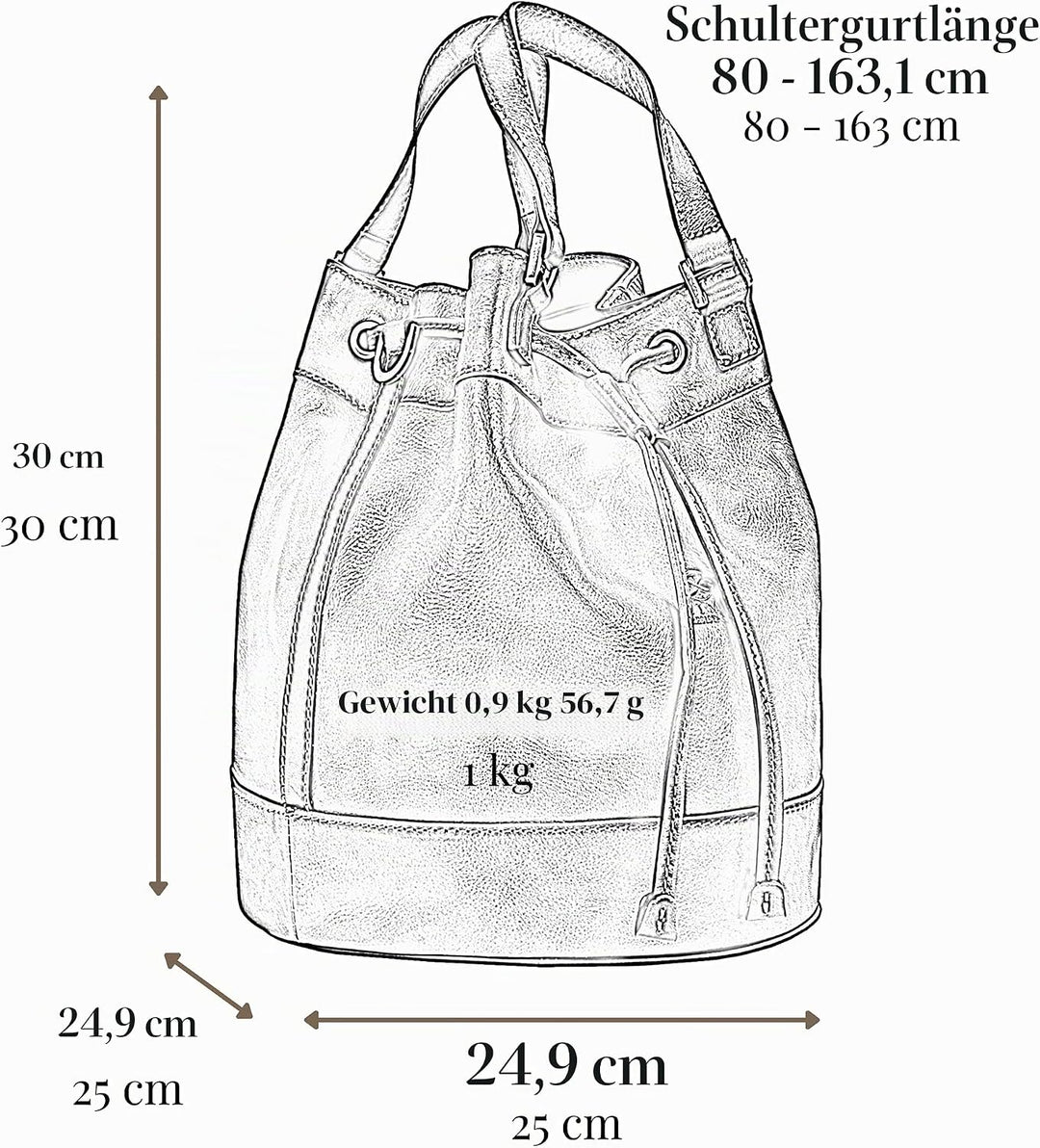 Time Resistance Handtasche aus Leder - Umhängetasche Damen - Tragetasche - Made in Italy - Shopper T
