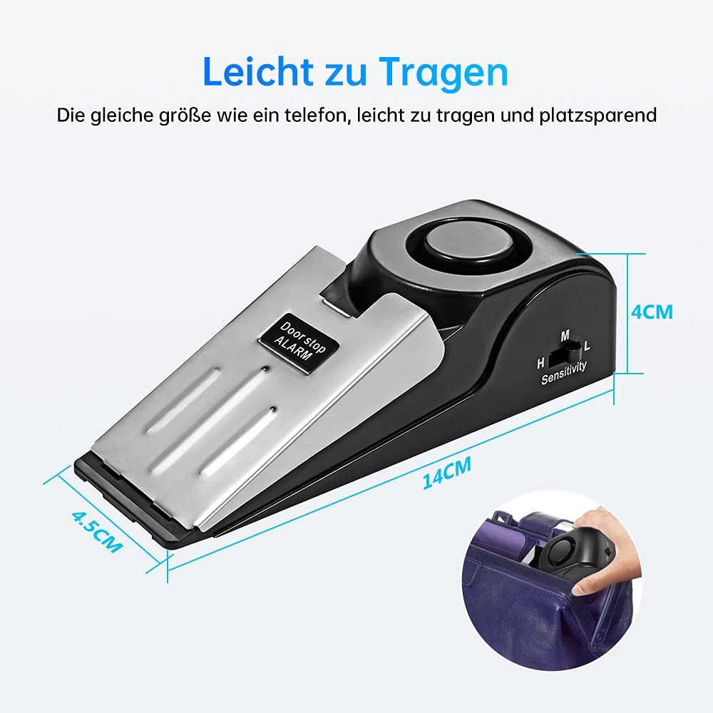 Türstopper Alarm Alarm Keil für Tür Türstopper mit Rutschfestem Gummi und Alarm mit 120dB (3Packung)