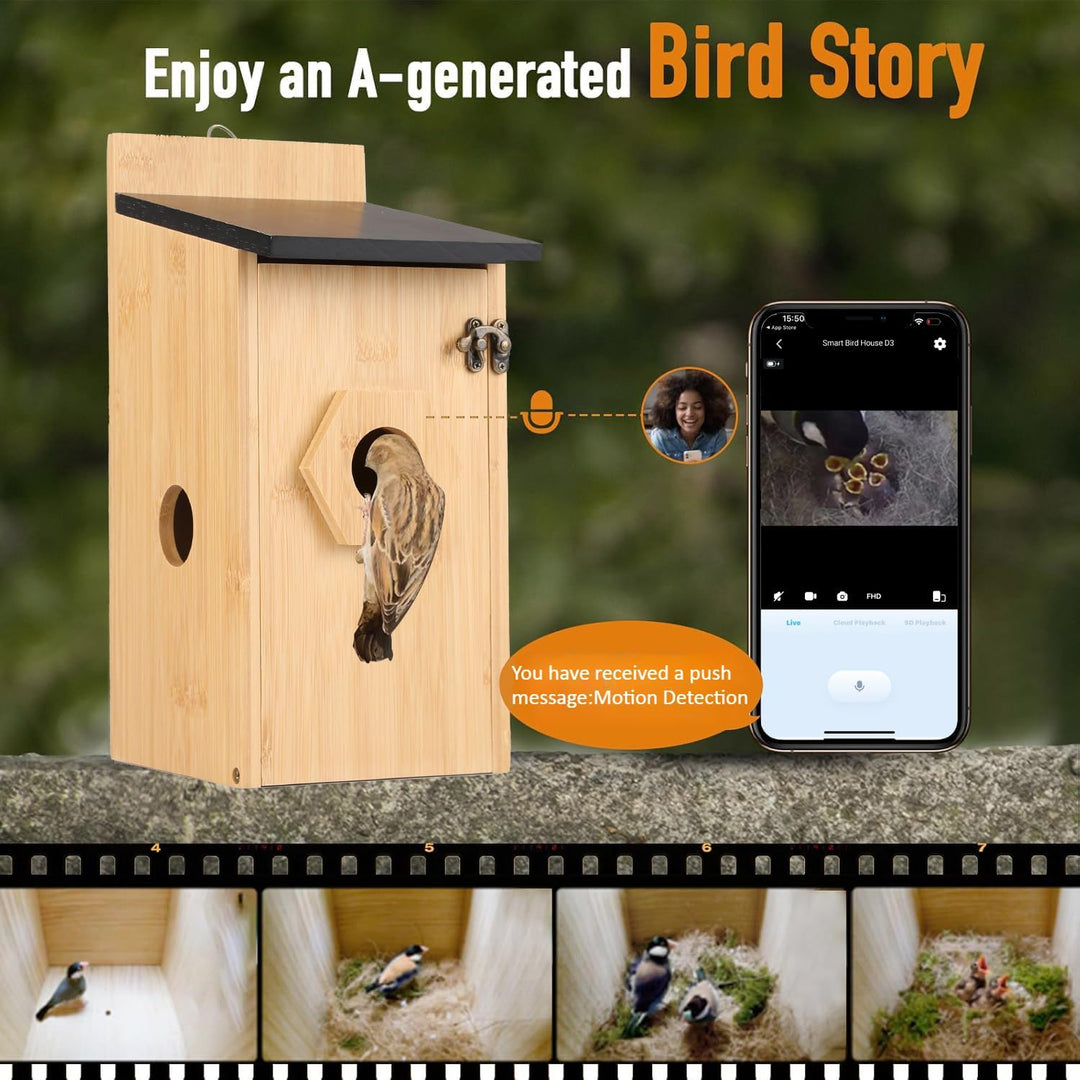 Vogelhaus mit Kamera, 4MP HD Nistkasten mit Kamera wetterfest, 2,4G WiFi & App Benachrichtigung, Beo