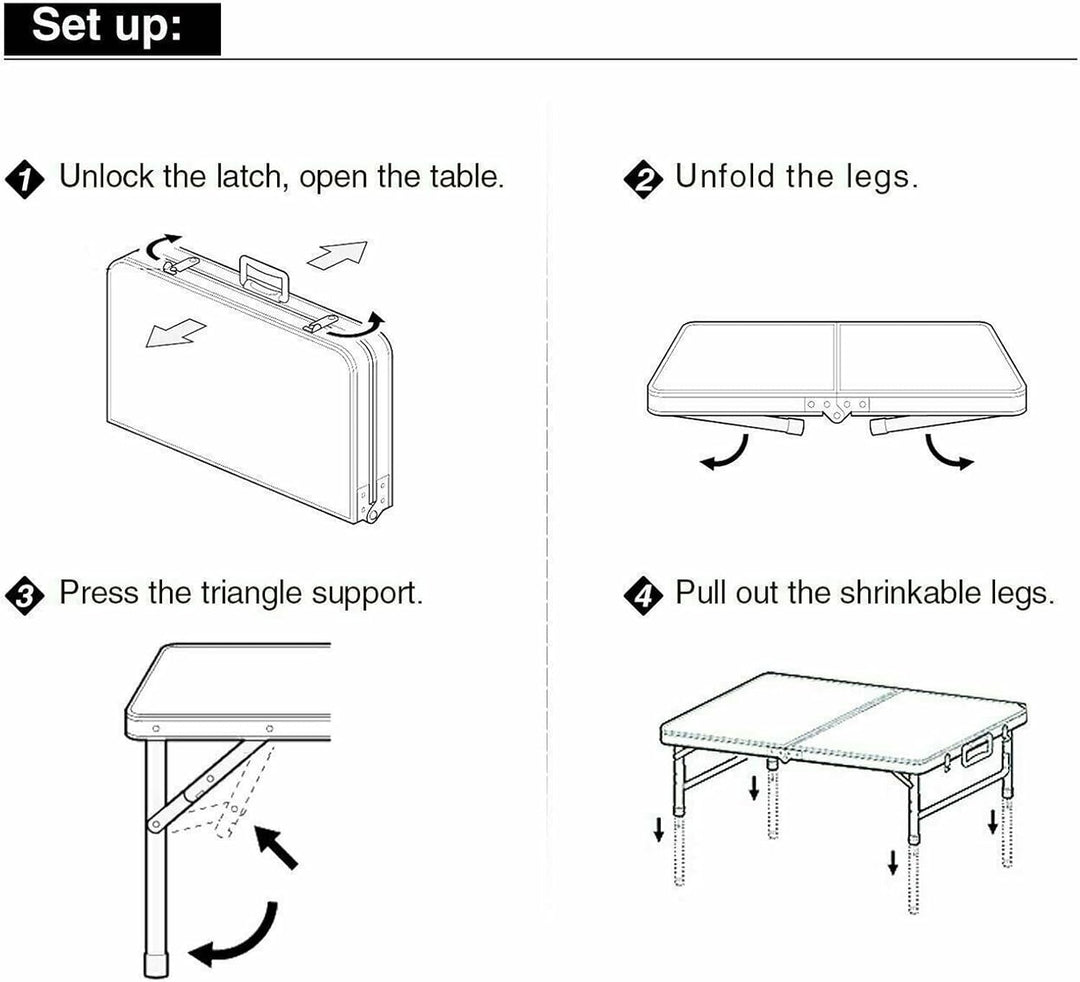 Heavy Duty Party Trestle Tisch 3.9ft/120cm justierbare Höhe Picknick Tisch Portable Outdoor Camping