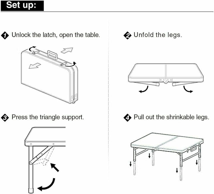 Heavy Duty Party Trestle Tisch 3.9ft/120cm justierbare Höhe Picknick Tisch Portable Outdoor Camping