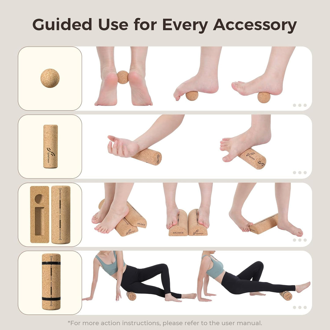 Sportneer Balance Board Set aus Naturkork mit Tasche – Fusstrainer & Gleichgewichtstrainer für Fusss