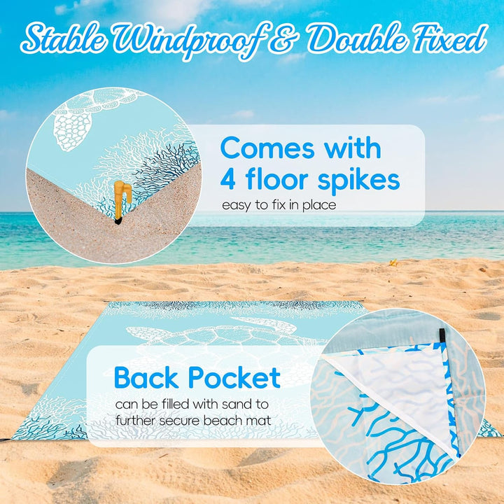 200X200cm Stranddecke Sandfrei Strandmatte Picknickdecke Sandfeste Sanddecke Sandmatte Strandtuch Pi