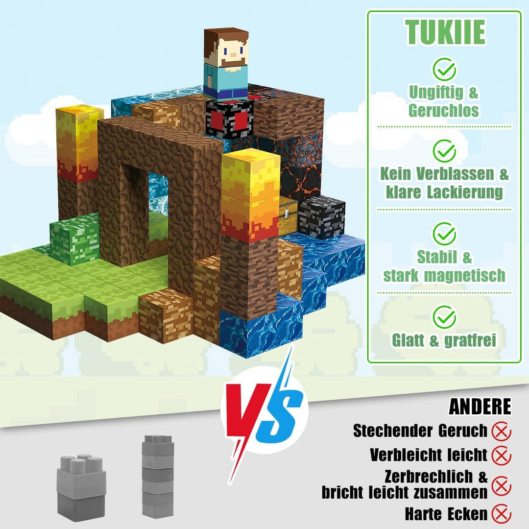 TUKIIE Magnetische Bausteine 160 Stück 1" Magnetbausteine Magnetspielzeug Magnetspiele Bauspielzeug