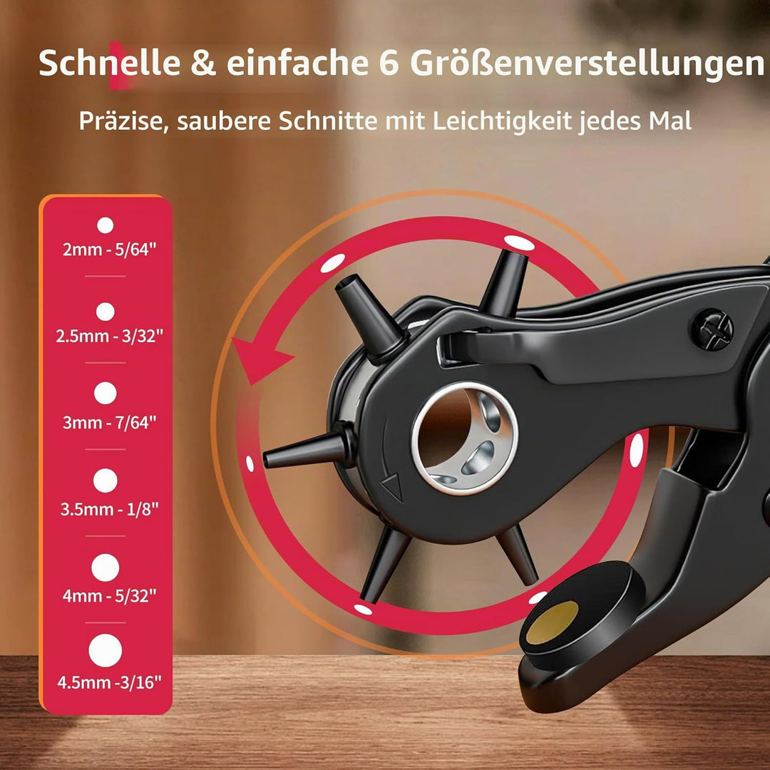 XOOL Lochzange für Leder, Gürtel Lochzange mit Hebelübersetzung, Ermüdungsfreies Arbeiten, Locher, G