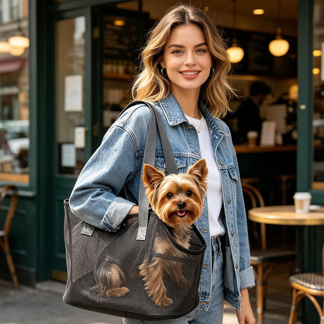 Hundetragetasche Sommer Tragtasche Mesh Atmungsaktiv Transporttasche Hunde Katze Hundtasche mit Schu