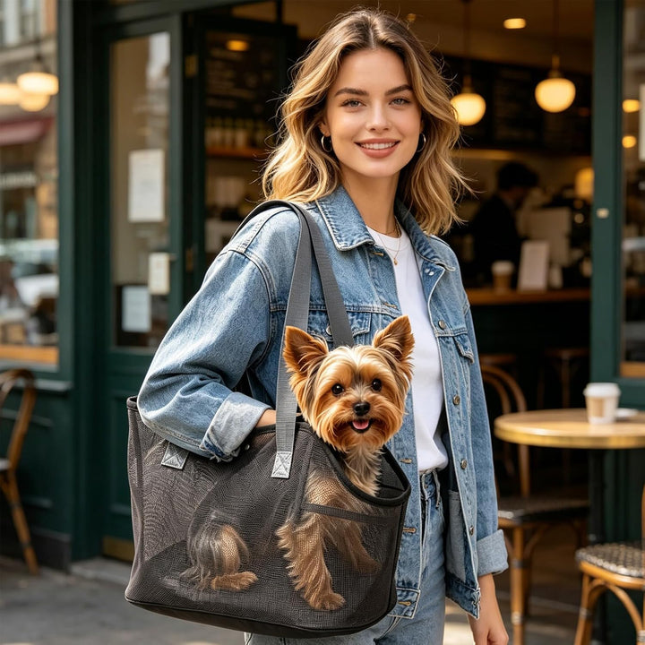 Hundetragetasche Sommer Tragtasche Mesh Atmungsaktiv Transporttasche Hunde Katze Hundtasche mit Schu