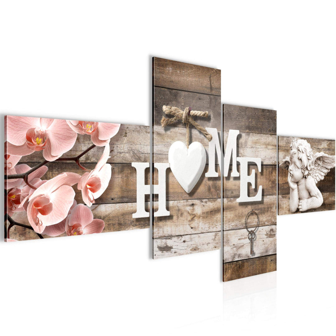 Runa Art Bild Modern Home - Made in Germany - Wandbilder Holzoptik Beige Rosa 4 Teilig 031042a 100 x