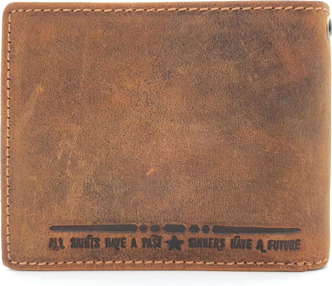 echt Leder Biker Geldbörse quer Hunterleder Portemonnaie Motor Motorblock mit RFID Schutz