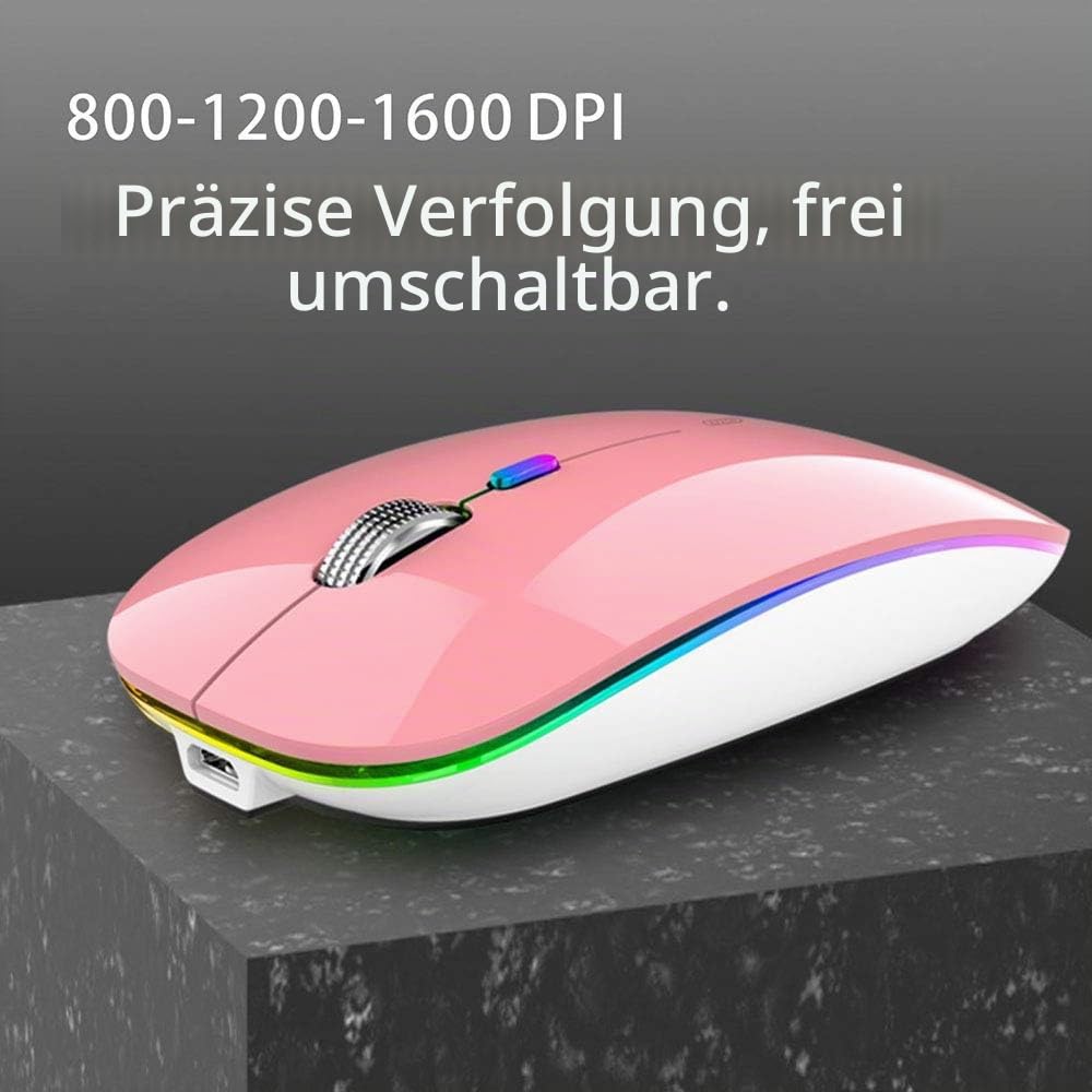 Uiosmuph Bluetooth Maus Kabellose, LED Funkmaus wiederaufladbar Leise Wireless Mouse 2.4GHz Kabellos