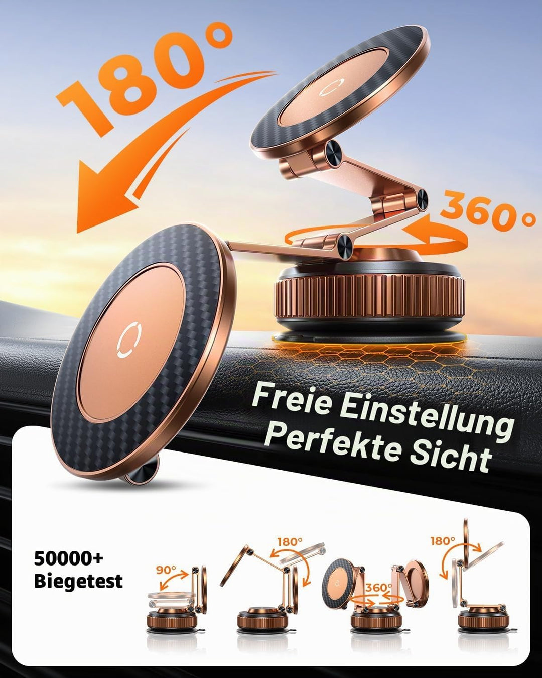 360°Drehbare Vakuum Handyhalterung Auto Magnetische, Nano-Gel Handyhalterung für Magsafe ,Metall KFZ