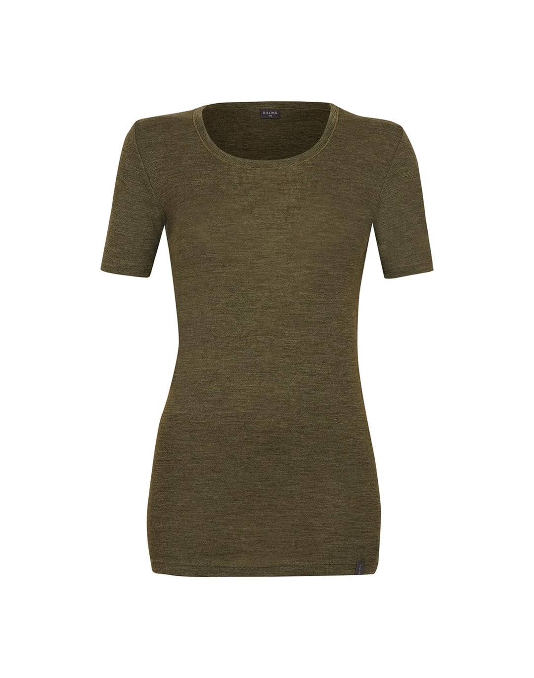 Dilling Damen T-Shirt aus Merinowolle 34 Dunkelgrün Meliert, 34 Dunkelgrün Meliert