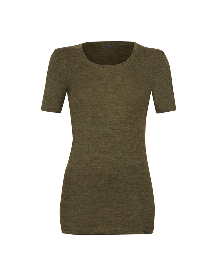 Dilling Damen T-Shirt aus Merinowolle 34 Dunkelgrün Meliert, 34 Dunkelgrün Meliert