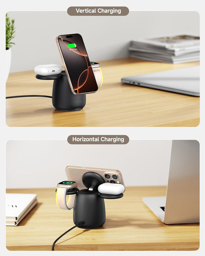 Induktive Ladestation für iPhone, Magnetisch Kabelloses Ladegerät für iPhone 17e/Air/17 Pro/17 Pro M