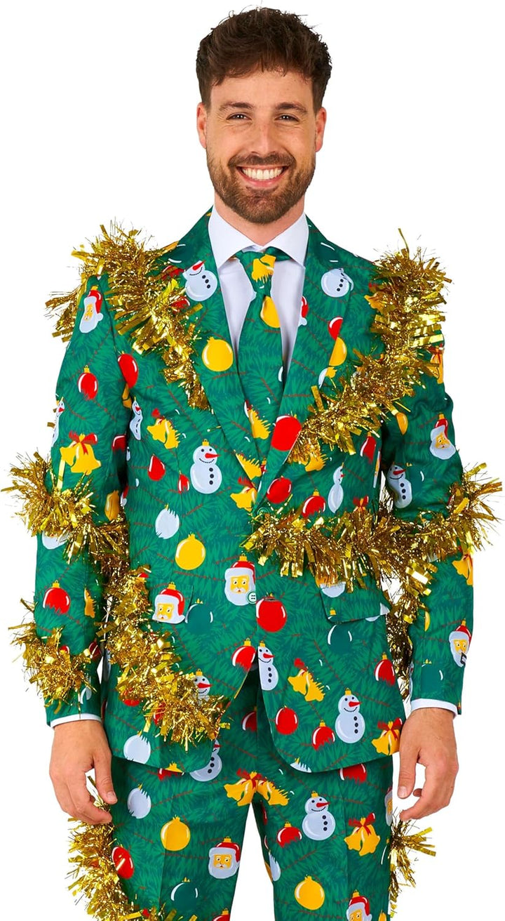 Suitmeister Herren-Weihnachtsanzug - Festlicher Hässlicher Weihnachten-Feiertags-Druck - Inklusive B