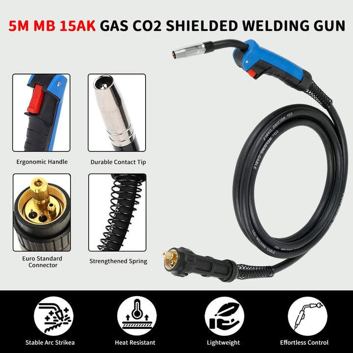 MIG MAG Schweissbrenner MB 15AK, Schlauchpaket Schutzgas 4M, Euro Zentralanschluss, Schweissgerät MI