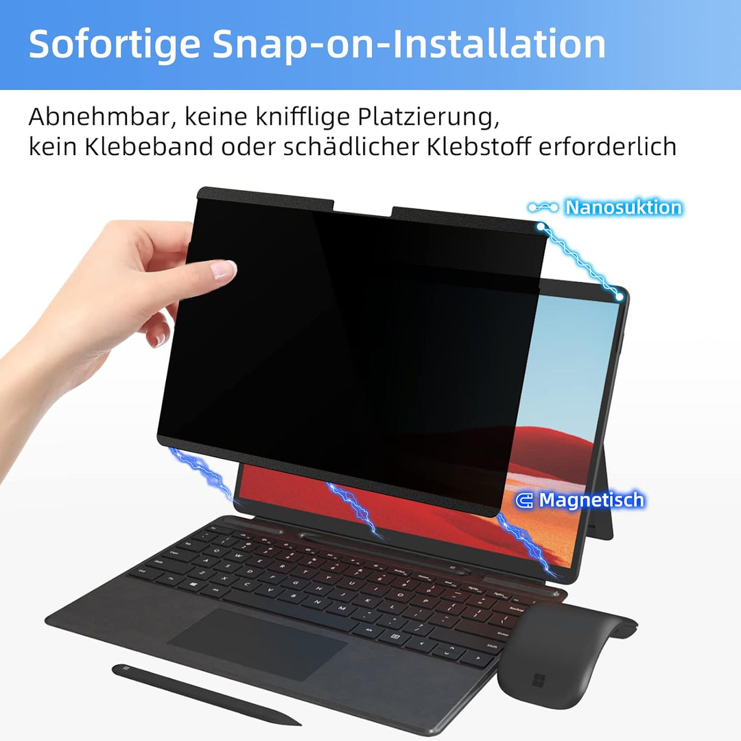 Mamol Magnetischer Blickschutzfilter für 13 Zoll Microsoft Surface Pro 9/8/X, Entfernbare Blickschut