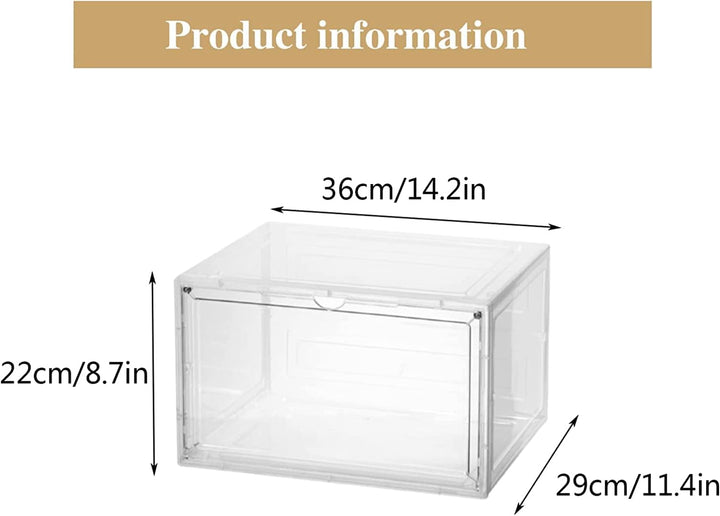 Schuhbox, Transparente Stapelbare Schuh Boxen, Faltbar Durchsichtige Schuhboxen Schuhschrank Aufbewa