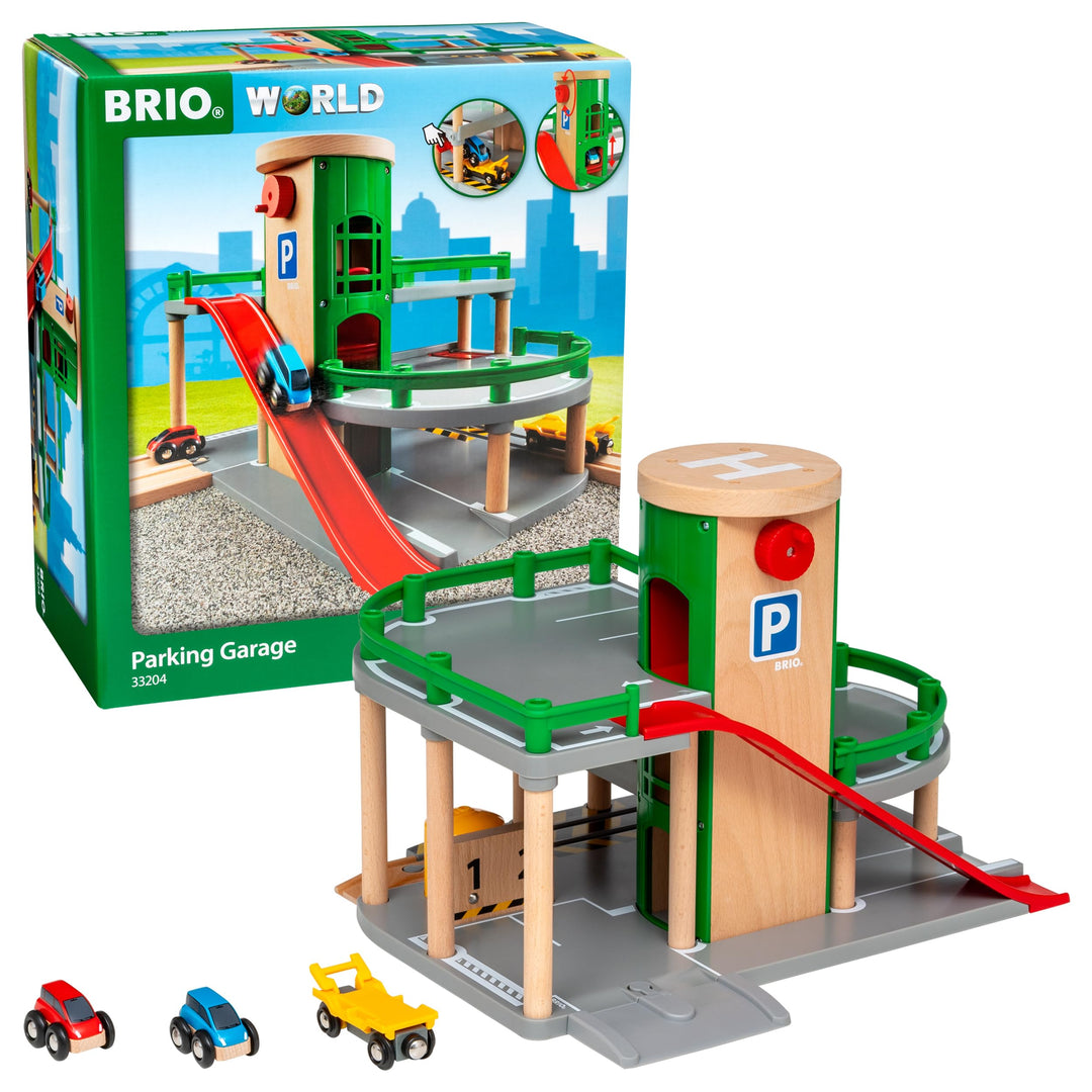 BRIO World 33204 - Parkhaus, Strassen &amp; Schienen - Eisenbahnzubehör für die BRIO Holzeisenbahn - Emp