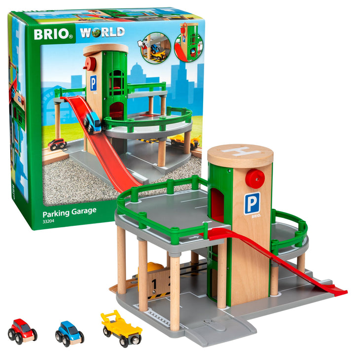 BRIO World 33204 - Parkhaus, Strassen &amp; Schienen - Eisenbahnzubehör für die BRIO Holzeisenbahn - Emp