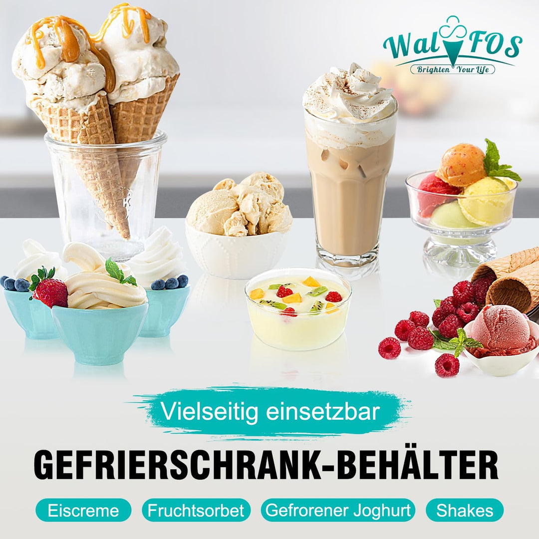 Walfos® Eisbehälter für Speiseeis 1.5L, Wiederverwendbare Hausgemachte Eiscreme-Behälter mit Silikon
