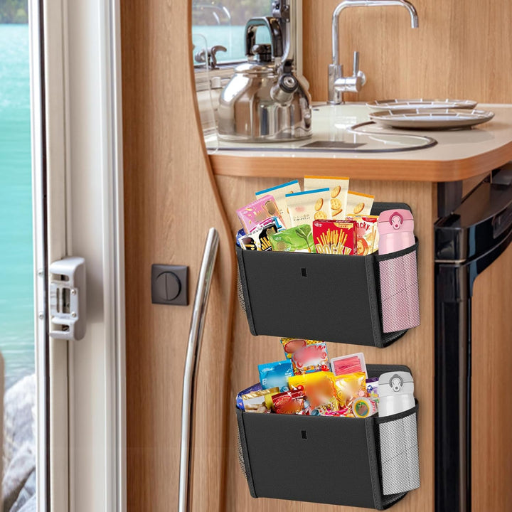 2 Stück Wohnmobil Organizer, Ohne Bohren Selbstklebend Hängeregal, Camping Tragbar Tür Organizer Mit