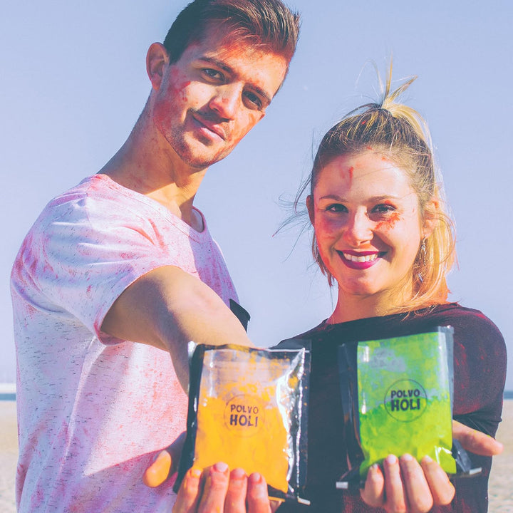 POLVO HOLI - 60 Beutel mit 100g Pulver Holi - Holi Gulal Powder - 6 Farben