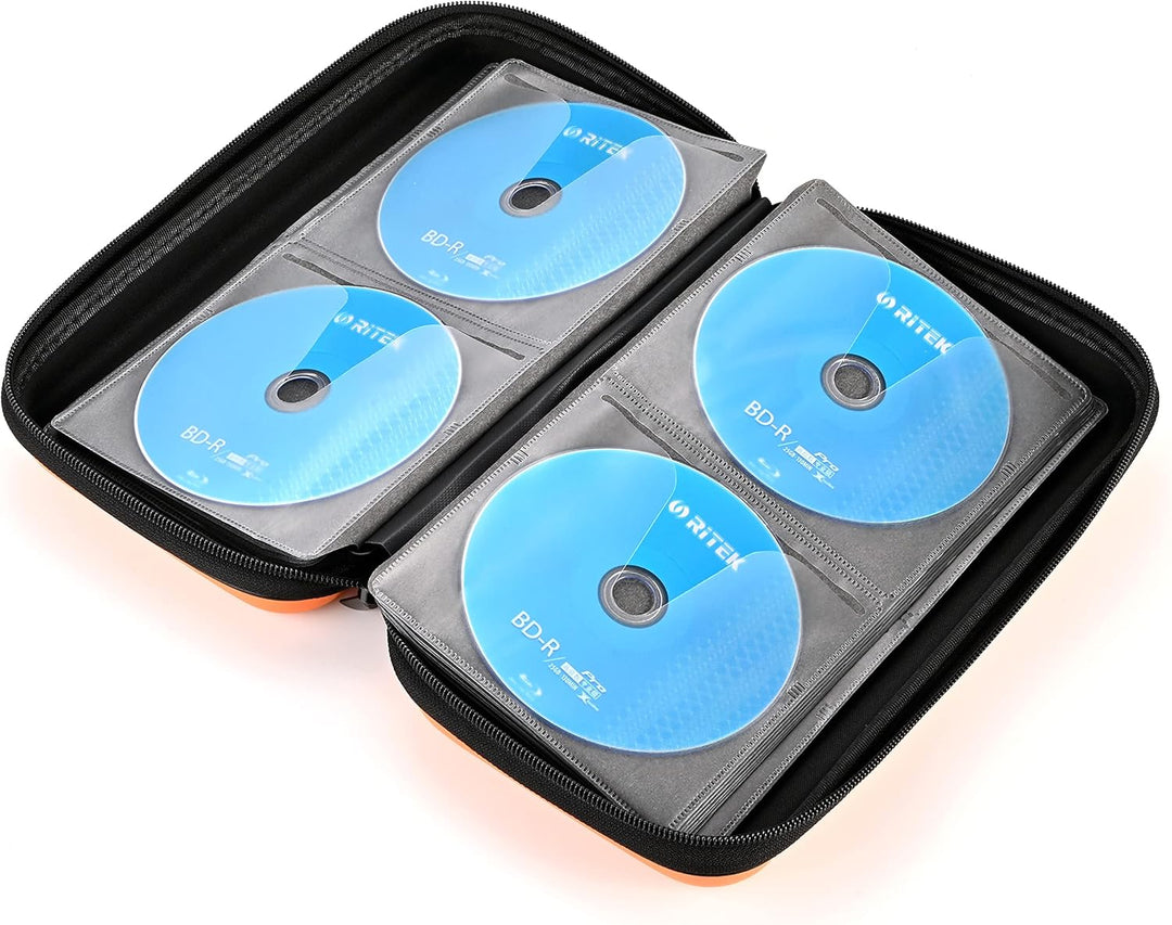 CD Tasche, 96 Kapazität Hart Eva Blu-ray CD-Brieftasche Doppelreissverschluss Handschlaufe Tragbare