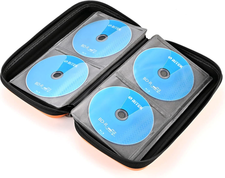 CD Tasche, 96 Kapazität Hart Eva Blu-ray CD-Brieftasche Doppelreissverschluss Handschlaufe Tragbare