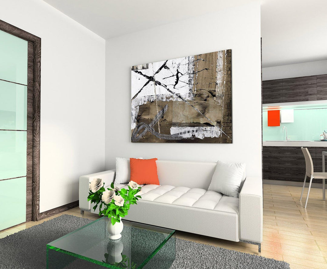 Paul Sinus Art 80x60cm Fotoleinwand Leinwanddruck Kunstdruck Wandbild weiss schwarz braun gemalt