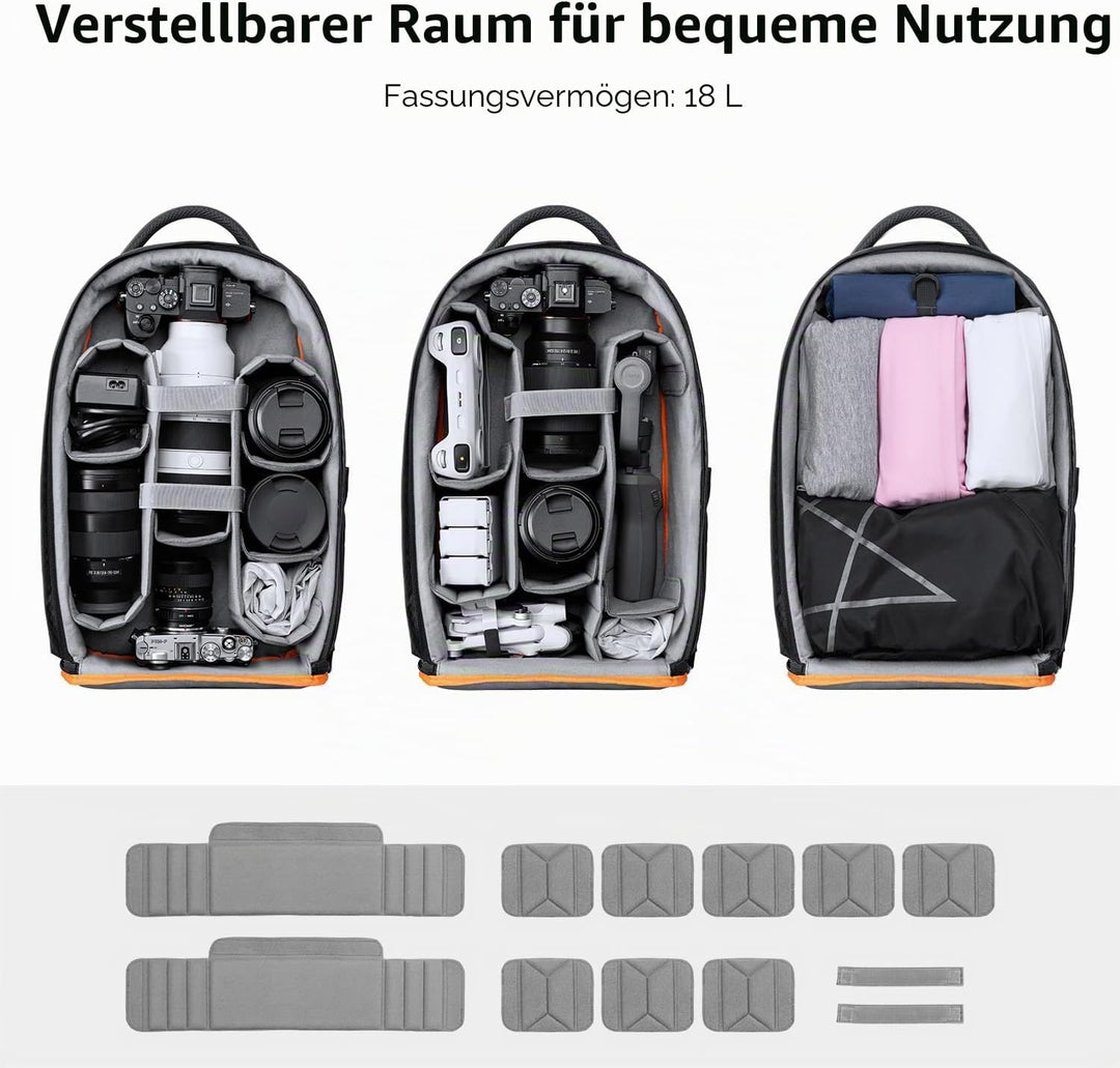 K&amp;F Concept Kamerarucksack für Fotografen, Fotorucksack Klein Multifunktionale Camera Backpack Wasse