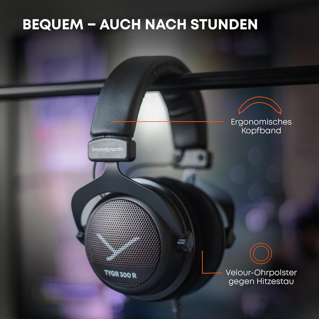 beyerdynamic TYGR 300 R Kopfhörer, offener Gaming-Kopfhörer, kabelgebunden, schwarz, geeignet für PS