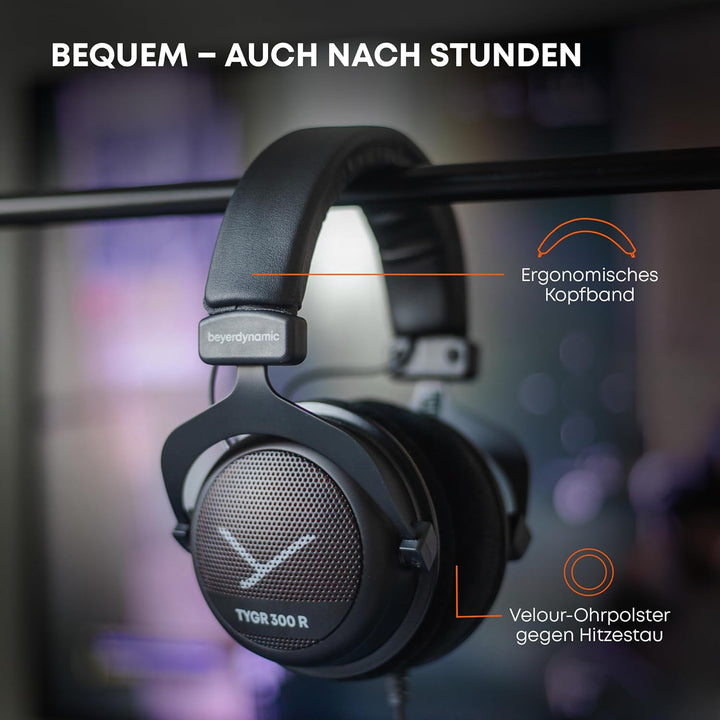 beyerdynamic TYGR 300 R Kopfhörer, offener Gaming-Kopfhörer, kabelgebunden, schwarz, geeignet für PS