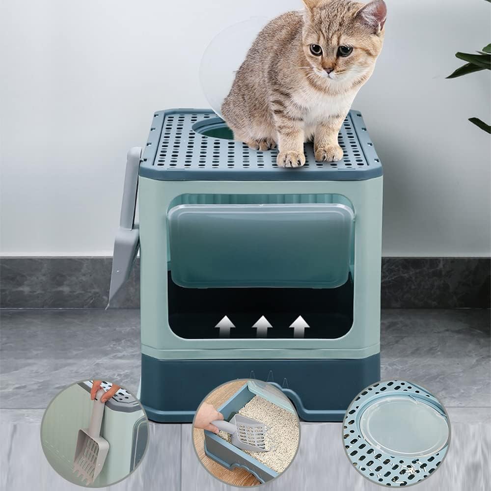 OHMG Katzenklo,Vollständig Geschlossene Katzentoilette mit Deckel Schubladentyp Desodorierende Cat L