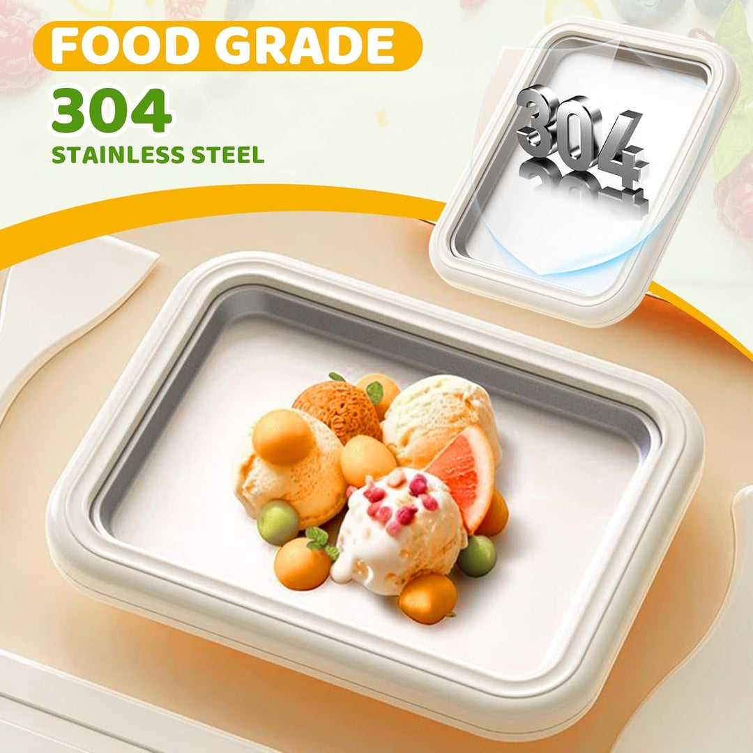 Heimgerollte Eismaschine, Instant-Eismaschine mit 2 Schabern, DIY-Eiscreme-Tablett für gerolltes Eis
