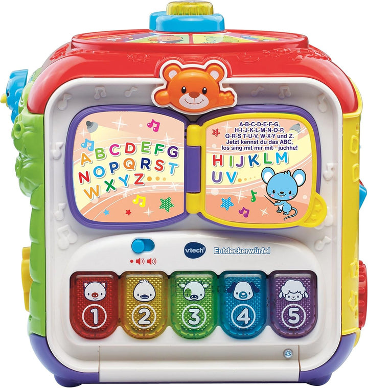 VTech Baby Entdeckerwürfel – Interaktiver Spielwürfel mit Musik, Formen und beweglichen Elementen –